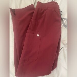 small tall FIGS burgundy pants